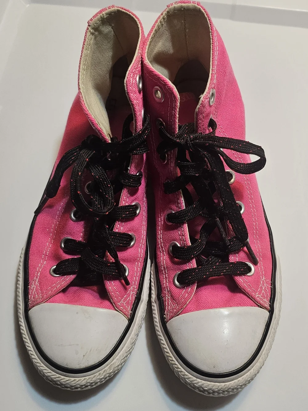 Converse Hot Pink High-Top Canvas Sneakers with Black Laces